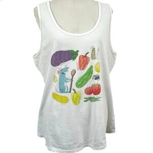 Disney Pixar Ratatouille Remy With Ingredients Womens Tank Top White Size Medium